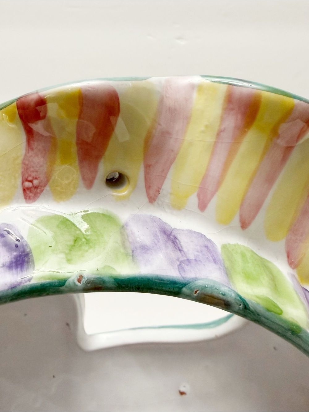 Vintage Whimsical Colorful Hanging Fish Planter Ceramic Mackenzie Childs Style - Picture 12 of 14